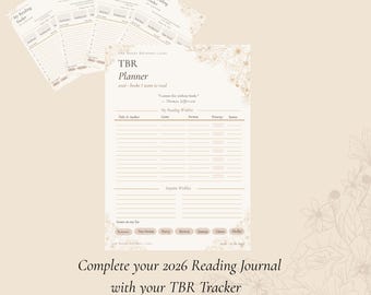 TBR Planner Printable | To Be Read List | Book Wishlist Tracker | Reader Girl Gift | Instant Download PDF