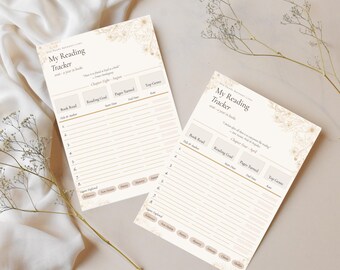 Reading Tracker Printable | 12 Month Book Log Journal | Reader Girl Gift (PDF Download)