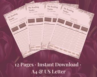 Dark Romance Reading Tracker Printable | 12 Month Book Log Journal | Bookish Gift for Her | Instant Download PDF