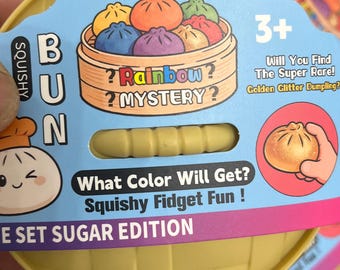 Squishy Bun Dumpling Mystery Toy – Rainbow Surprise Fidget (Sugar Edition, Ages 3+)