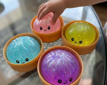 Glitter Squishy Dumplings Bun Rainbow Mystery