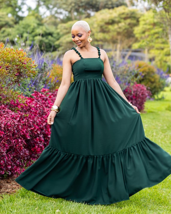 dark green tiered dress Emerald Cap Sleeve Lace Tiered Dress 5Y main image 1