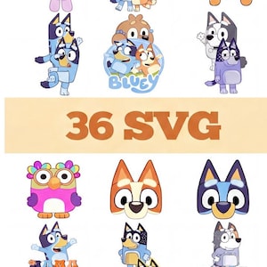 100+ Bluey PNG SVG Bundle + BONUS Font, Bluey Dog Bingo Clipart Bundle Set Original Designs for Birthday Day Crafts Coloring Printing. image 3