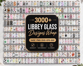 3000+ Libbey Glass Wrap Designs Bundle, 16oz Glass Can SVG, 16oz Sublimation Designs, 16oz Tumblers and Cups Designs.
