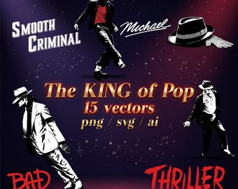 Michael Jackson SVG Bundle, King of Pop Vector Art (Svg, Png, AI)
