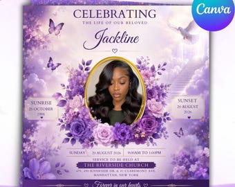 Funeral Announcement Flyer: Elegant Memorial Template (Canva)