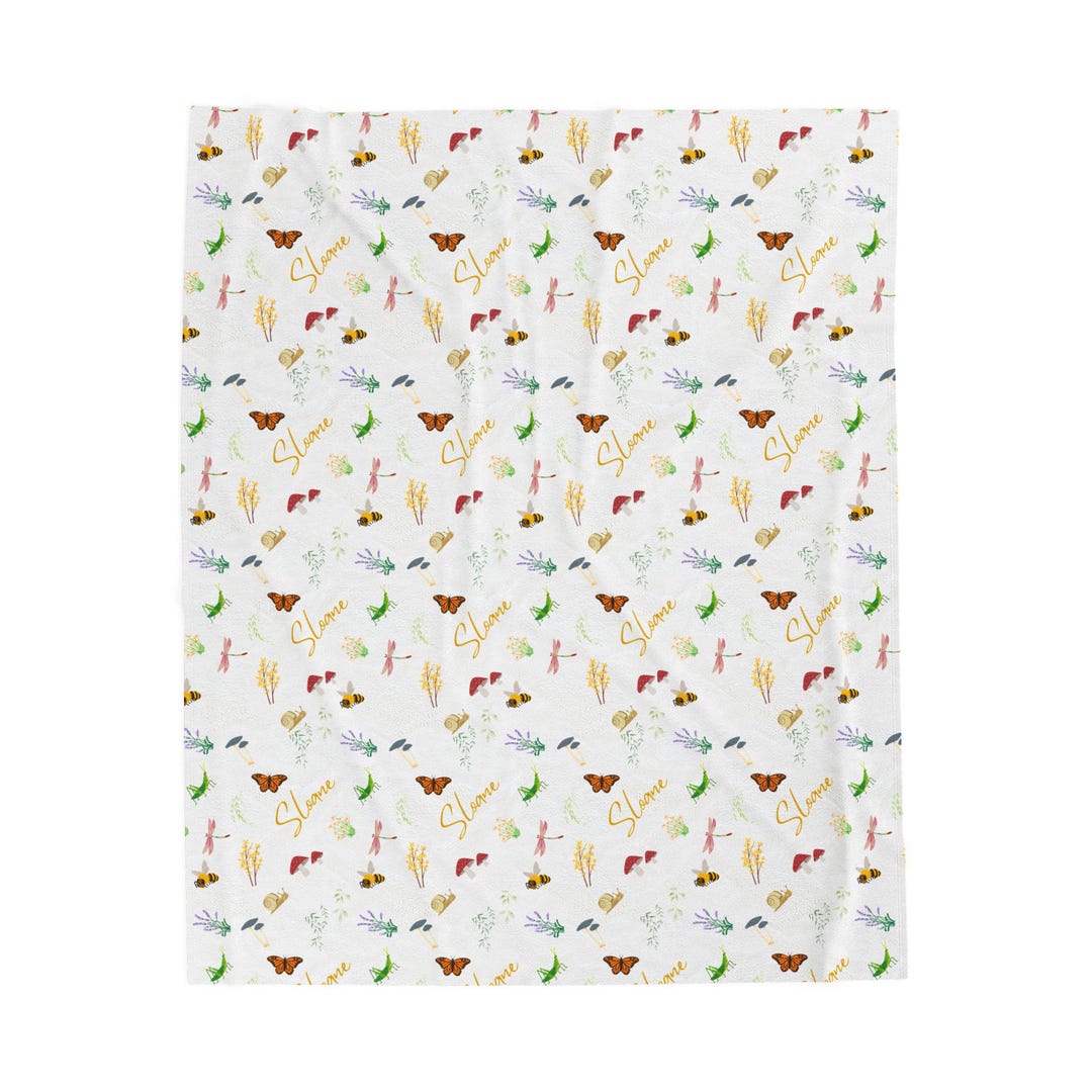 Insect Pattern Throw Personalized Insect Pattern Velveteen Plush Blanket | Floral Throw - Etsy