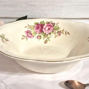 Vintage British Anchor Regency Floral Bowl Pink Roses Cottagecore Serving Dish