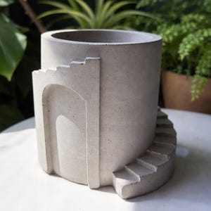 Industrial Concrete Spiral Planter | Handmade Pot