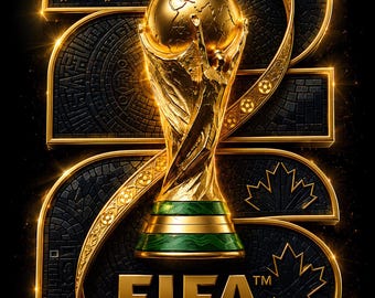 FIFA World Cup 2026 Gold Trophy PNG, USA Canada Mexico Football Graphic (Digital Download)