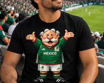 Mexico Soccer Fan Mascot png, Funny Mexican Football Grandpa png, Mexico Football Shirt Design, World Cup Fan Graphic, Mexico Supporter png