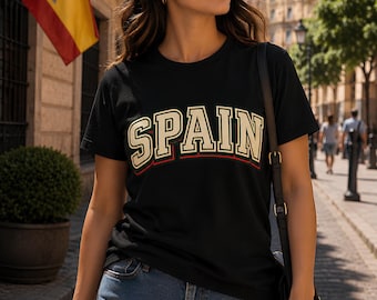 España png, Diseño de camiseta con tipografía vintage de España, Gráfico de viaje de España, Orgullo español png, Diseño retro del nombre del país, Descarga digital