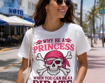 Piratprinsessa png, rolig piratskjortadesign, skallebandana png, piratcitat för kvinnor, sublimering png digital nedladdning