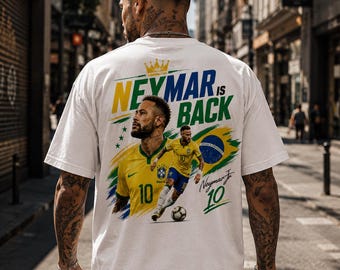 Diseño de camiseta de Neymar Jr. en la espalda, gráfico de fan art del fútbol brasileño (descarga digital)