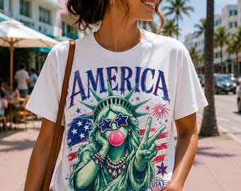 PNG de Estados Unidos, PNG de la Estatua de la Libertad, Diseño de camiseta patriótica de EE. UU., PNG de sublimación del 4 de julio, Descarga digital del orgullo estadounidense