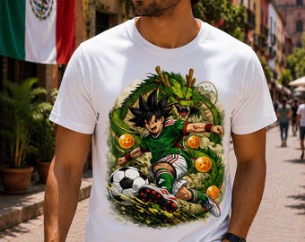 Anime Fútbol México png, Jugador de fútbol estilo dragón png, Diseño de camiseta de aficionado al fútbol de México, Sublimación de descarga digital de fútbol