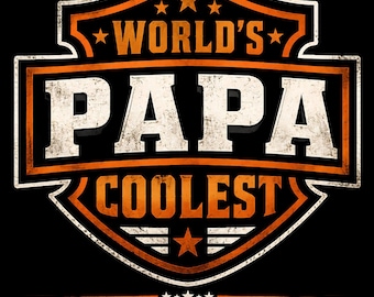 World's Coolest Papa png, Best Papa Ever Shirt Design, Father's Day Gift for Grandpa, Vintage Papa Graphic Digital Download