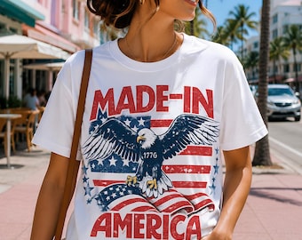 Made in America png, Patriotic Eagle Shirt Design, USA Flag 1776 png, Fourth of July Sublimation, American Pride Digital Download