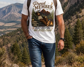 Proud Member Of The Just Resting My Eyes Club png, Funny Dad Camping Shirt Design, Sasquatch Dad png, Father's Day Gift, Camping Dad Graphic