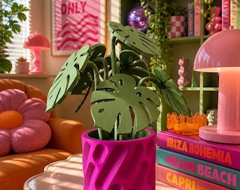 Set di sottobicchieri a forma di foglia di Monstera al neon / Decorazione colorata per portavasi