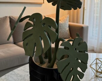 Set di sottobicchieri a forma di foglia di Monstera / Porta piante stampato in 3D, accessorio da scrivania