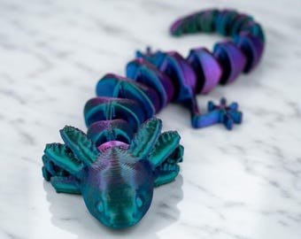 Articulated Axolotl 3D Print – Flexible Desk Toy, Fidget Creature, Tri Colour Filament