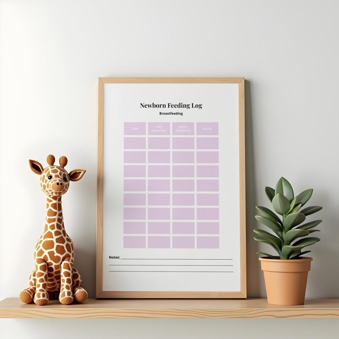 PINK Breastfeeding Log Printable | Newborn Nursing Tracker | Baby Feeding Record | Instant ...
