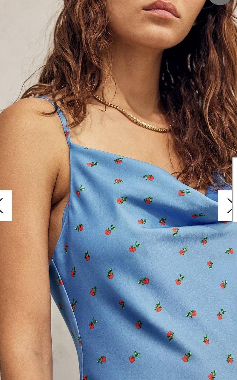 Blaues Kleid Urban Outfitters Kirschen Größe M Sommer Slip für jeden Anlass Bild 3