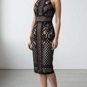 chinese dress ladies Self-Portrait - Black Sweetheart Lace Midi Dress main image 0