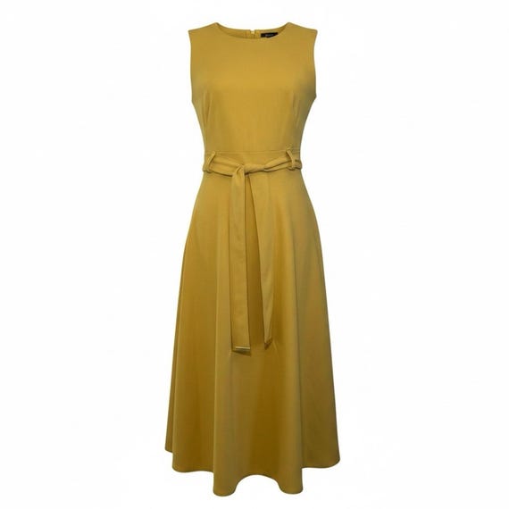 calvin klein dress gold Yellow Belted Gem Size 2 Spring Summer Event sa_md_no