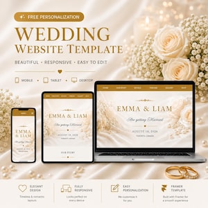 Personalisierte Hochzeitswebsite | Framer Hochzeitswebsite | Freie Personalisierung | Antwortkarten enthalten | Digitale Einladung