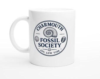 Charmouth Fossil Society Becher - Paläontologie Kaffeetasse, Souvenir aus Keramik