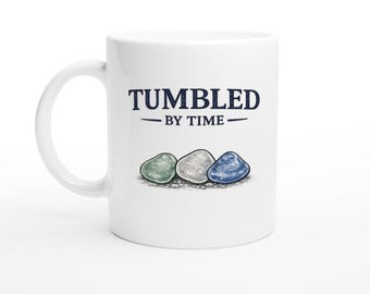 Sea Glass Mug, Beach Lover Gift, Tumbled By Time Sea Glass Design, Coastal Home Decor, Gift for Her, Nautical Kitchenware