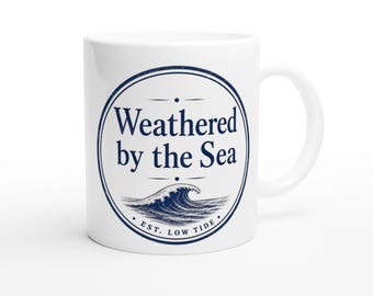 Sea Glass Mug, Weathered by the Sea Coffee Cup, Beach Lover Gift, Ocean Inspired Ceramic Mug, Coastal Kitchen Decor, Unique Sea Motif Gift