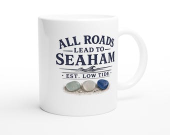 Seaham Seeglasbecher, Küstenstrand-Liebhaber-Kaffeetasse, Seaham Souvenir Home Decor