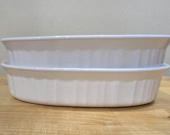 Set of 2 Corning Ware F-15-B French White Small Oval Baking Dishes Casseroles 475 ml
