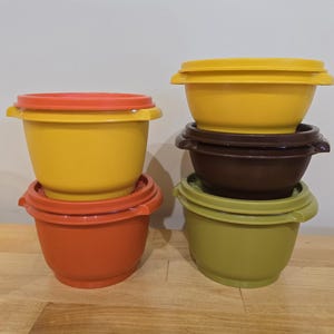 Set of 5 Vintage Tupperware Servalier Bowls Containers with Lids