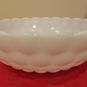 Anchor Hocking White Milk Glass Bubble Pattern 8&quot; Serving Bowl