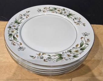 Zestaw 7 talerzy obiadowych Vintage Vogue Governor's Mansion "Arlington" z wzorem derenia, 10 1/4"