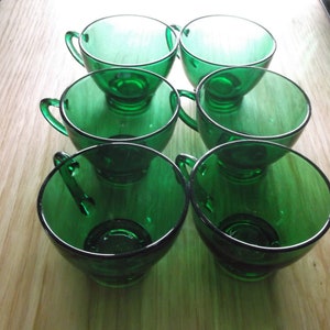 Set of 6 Anchor Hocking Forest Green Punch Cups