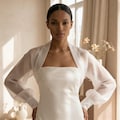 Sheer bridal bolero, Organza bridal jacket, Organza bolero jacket, Wedding dress topper organza, Organza bridal wrap, Bridal cover up product logo
