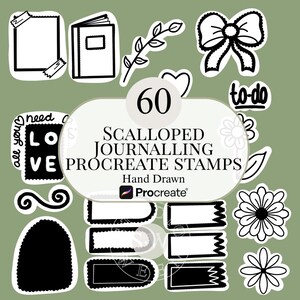 60 Procreate Stamps: Scalloped Journal, Hand Drawn (Digital Download)
