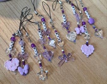 Mystery BTS Purple Phone Charms with Light Stick Bead Charm