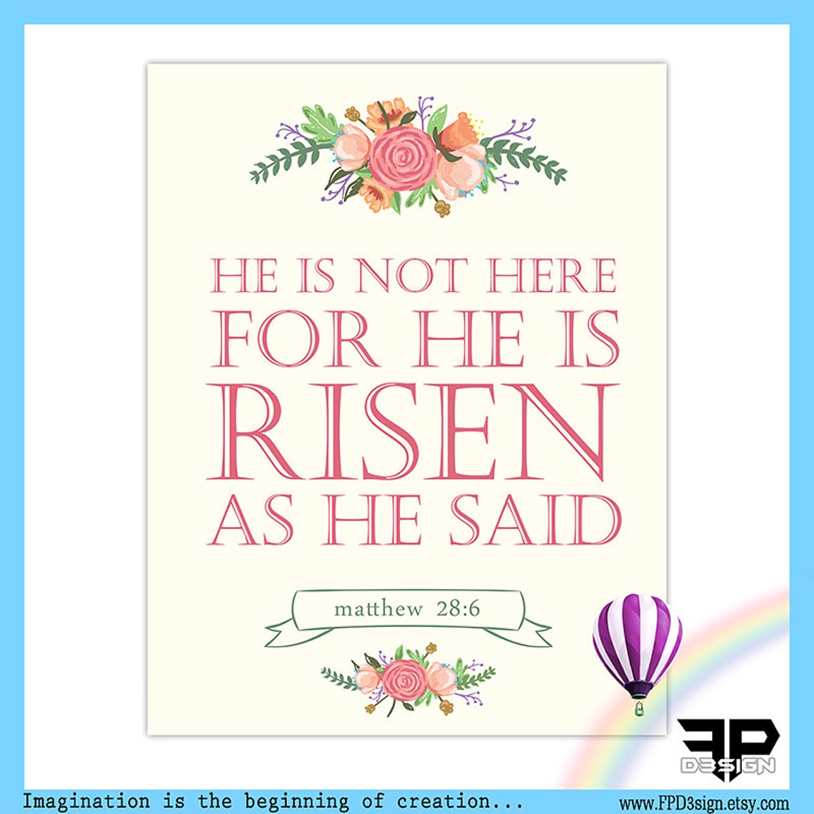 He is Risen Printable Easter Printable Easter Typography Etsy