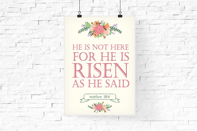 He is Risen Printable Easter Printable Easter Typography Etsy