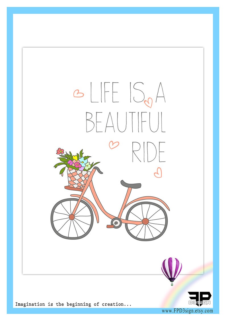 Life is a beautiful ride Bicycle Printable Wall Art Decor Etsy