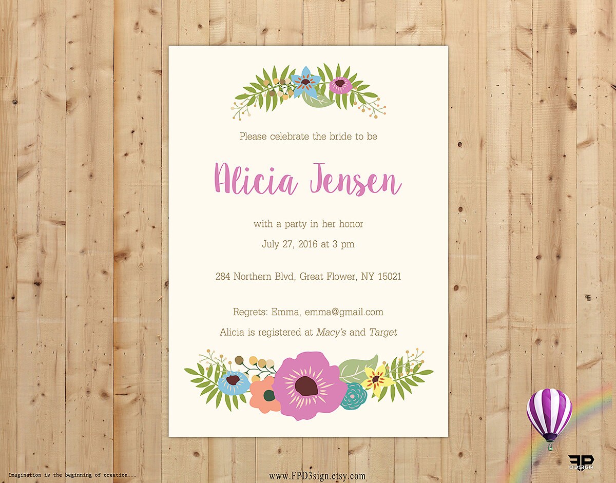 Bridal Shower Invitation Vintage Floral Bridal Shower Etsy