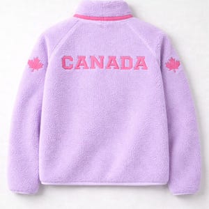 シェーン・ホランダー シェルパ ライトラベンダー シェルパフリースジャケット、カナダ メープルリーフ ストリートウェアコート。