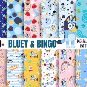 Papel digital con un lindo cachorro azul, ideal para álbumes de recortes de bebés (niño o niña) y como fondo de pantalla azul.