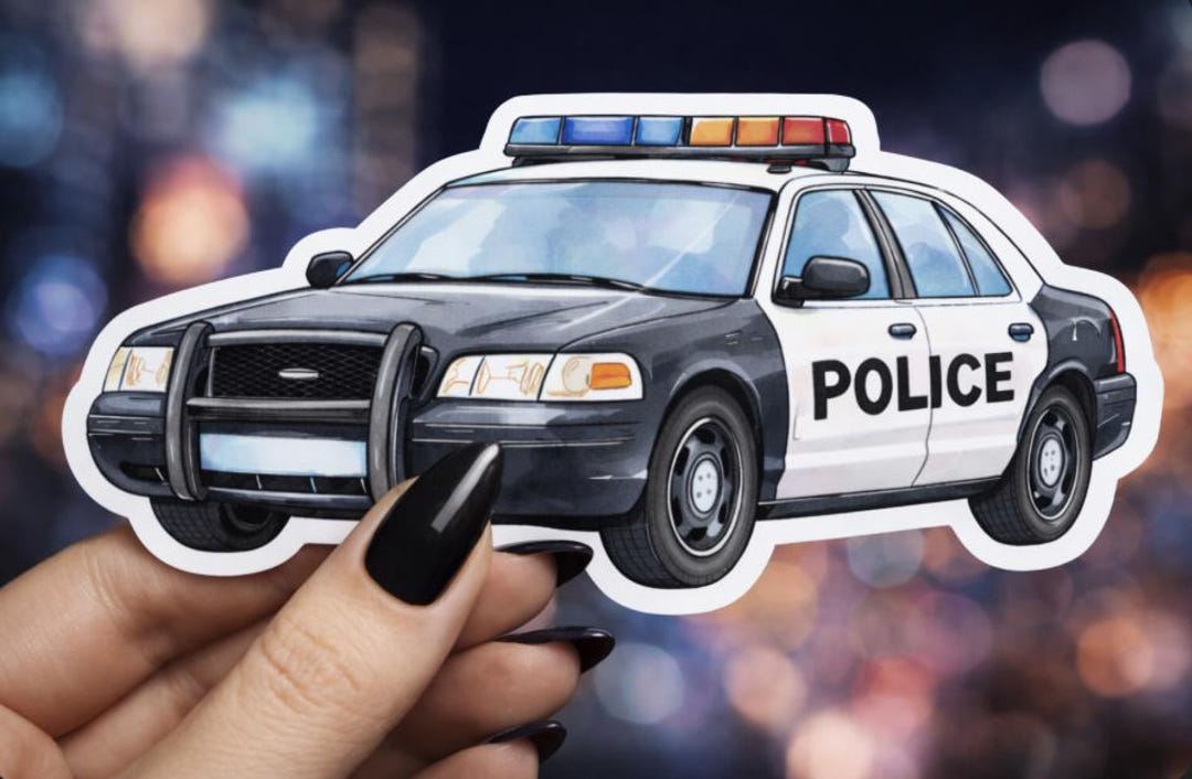 Police Car Sticker | Watercolor Patrol Decal | Law Enforcement Vinyl ...